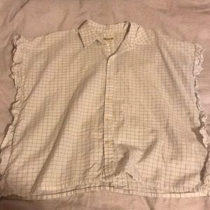 Madewell short sleeve button down with ruffles